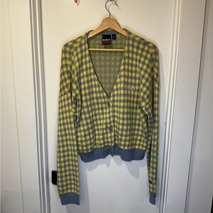Ragged Priest Kickers Classic Yellow and Gray Plaid Cardigan